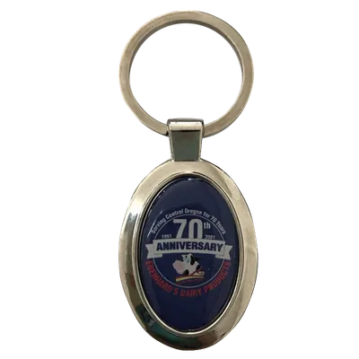 Durable Epoxy Oval Metal Keychain